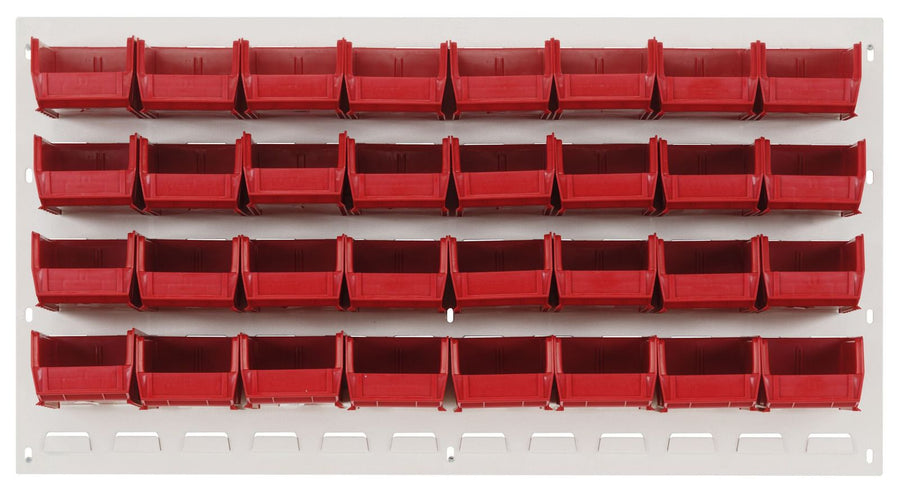 Quantum Storage Systems QLP - 3619HC - 220 - 32RD Louvered Panel, Wall Mount with 32 Red Bins MTESolutions