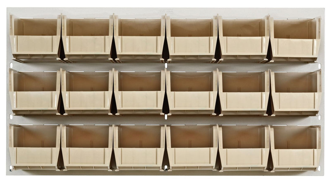 Quantum Storage Systems QLP - 3619HC - 230 - 18IV Louvered Panel, Wall Mount with 18 Ivory Bins MTESolutions