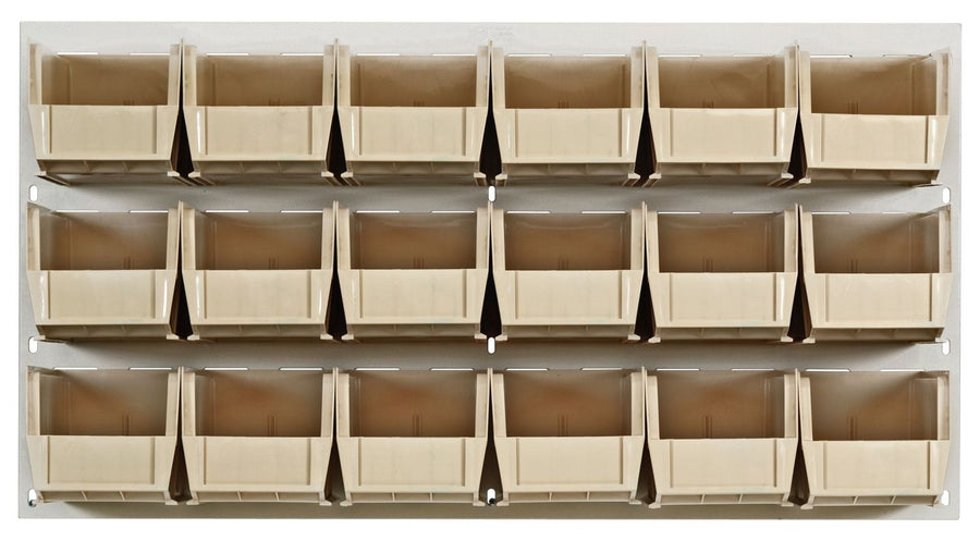 Quantum Storage Systems QLP - 3619HC - 230 - 18IV Louvered Panel, Wall Mount with 18 Ivory Bins MTESolutions