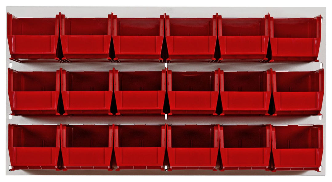 Quantum Storage Systems QLP - 3619HC - 230 - 18RD Louvered Panel, Wall Mount with 18 Red Bins MTESolutions