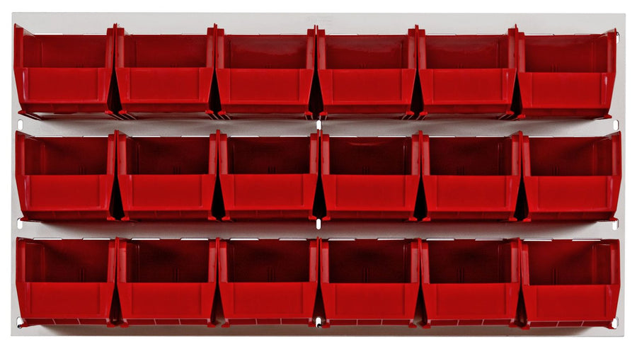 Quantum Storage Systems QLP - 3619HC - 230 - 18RD Louvered Panel, Wall Mount with 18 Red Bins MTESolutions