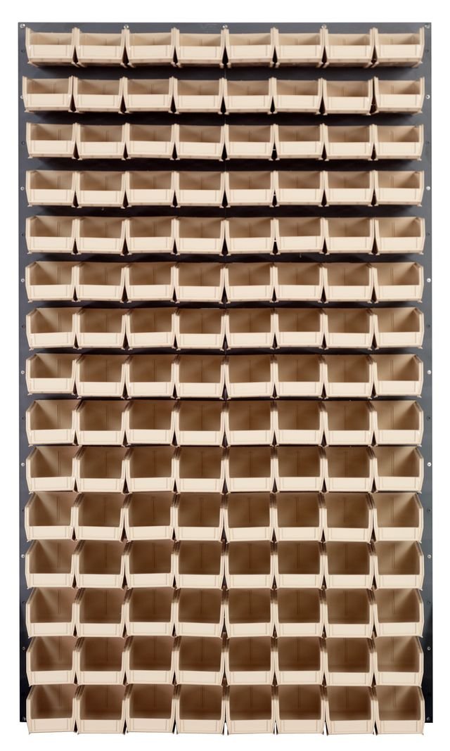 Quantum Storage Systems QLP - 3661 - 220 - 120IV Louvered Panel, Wall Mount with 120 Ivory Bins MTESolutions