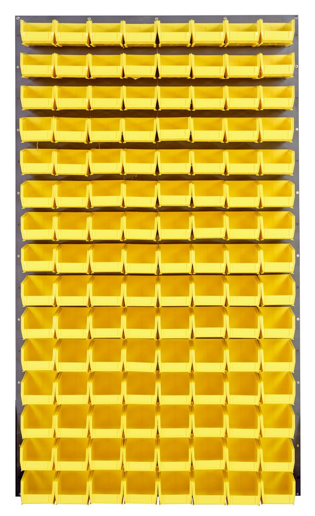 Quantum Storage Systems QLP - 3661 - 220 - 120YL Louvered Panel, Wall Mount with 120 Yellow Bins MTESolutions