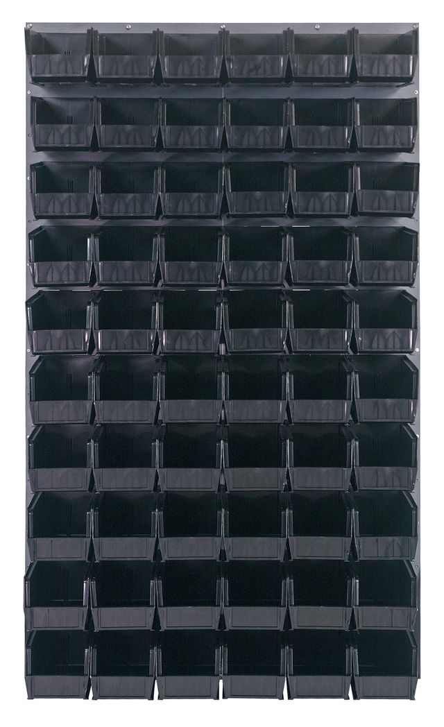 Quantum Storage Systems QLP - 3661 - 230 - 60BK Louvered Panel, Wall Mount with 60 Black Bins MTESolutions