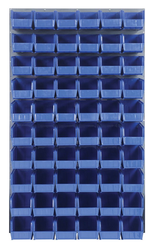 Quantum Storage Systems QLP - 3661 - 230 - 60BL Louvered Panel, Wall Mount with 60 Blue Bins MTESolutions