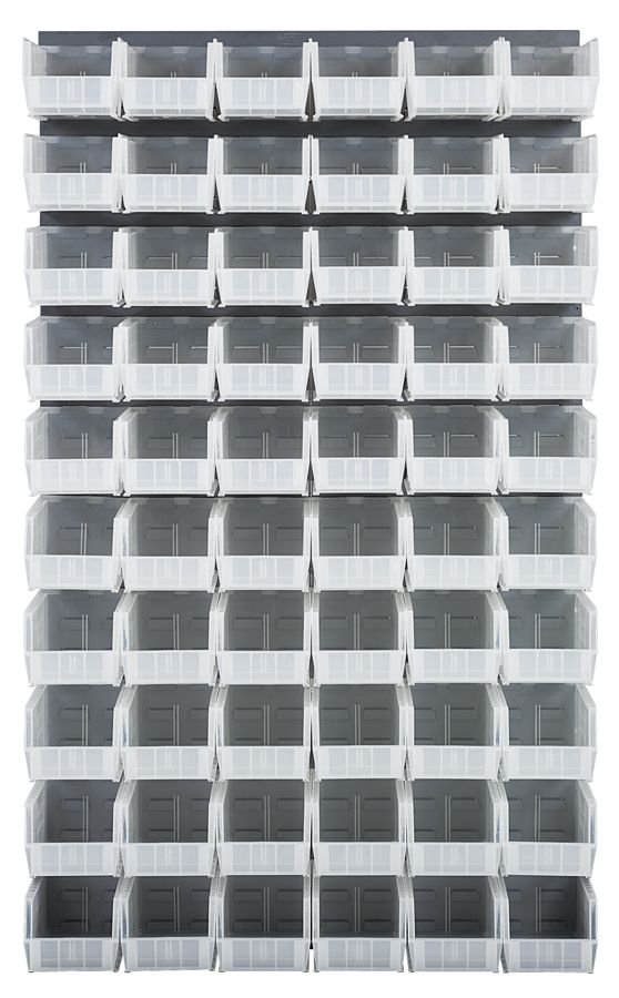 Quantum Storage Systems QLP - 3661 - 230 - 60CL Louvered Panel, Wall Mount with 60 Clear Bins MTESolutions