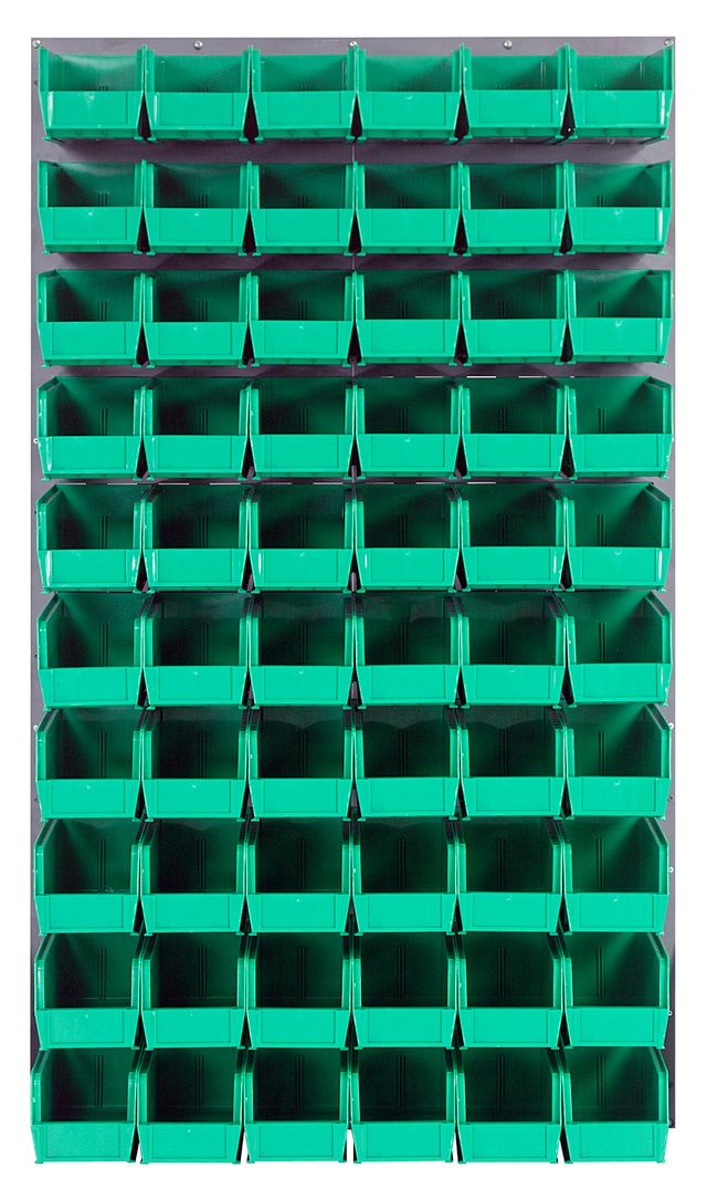Quantum Storage Systems QLP - 3661 - 230 - 60GN Louvered Panel, Wall Mount with 60 Green Bins MTESolutions