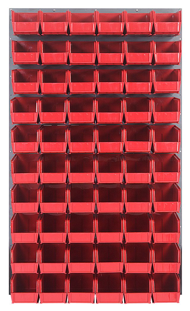 Quantum Storage Systems QLP - 3661 - 230 - 60RD Louvered Panel, Wall Mount with 60 Red Bins MTESolutions