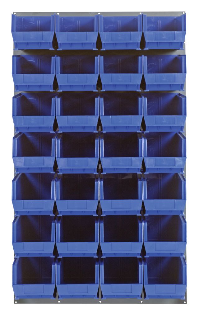 Quantum Storage Systems QLP - 3661 - 240 - 28BL Louvered Panel, Wall Mount with 28 Blue Bins MTESolutions