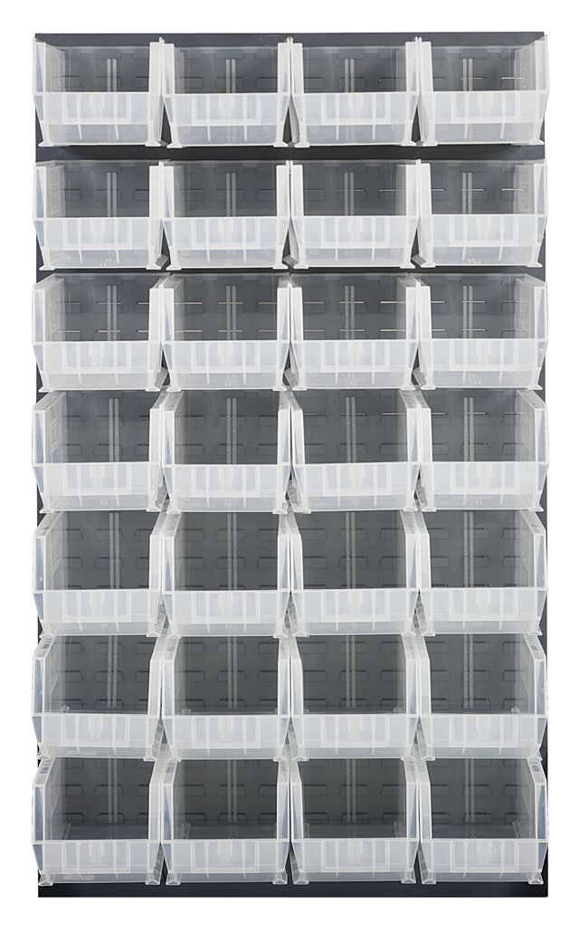 Quantum Storage Systems QLP - 3661 - 240 - 28CL Louvered Panel, Wall Mount with 28 Clear Bins MTESolutions