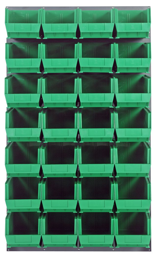 Quantum Storage Systems QLP - 3661 - 240 - 28GN Louvered Panel, Wall Mount with 28 Green Bins MTESolutions