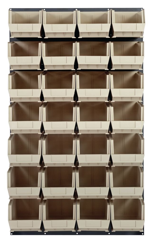 Quantum Storage Systems QLP - 3661 - 240 - 28IV Louvered Panel, Wall Mount with 28 Ivory Bins MTESolutions