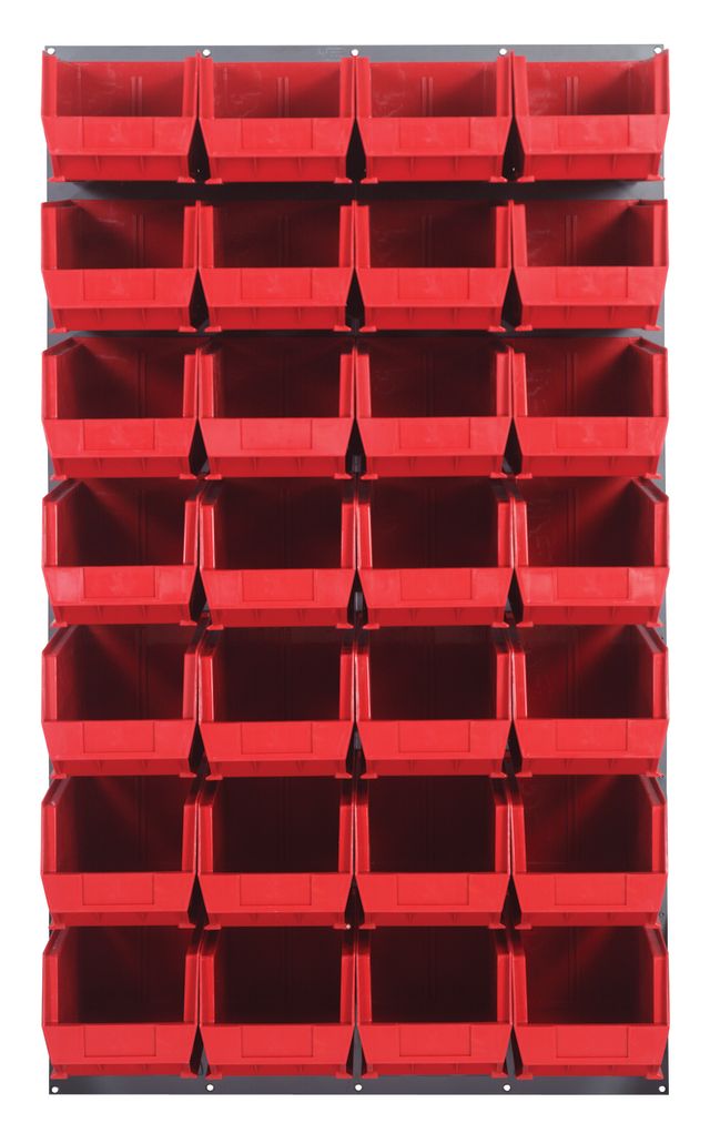 Quantum Storage Systems QLP - 3661 - 240 - 28RD Louvered Panel, Wall Mount with 28 Red Bins MTESolutions
