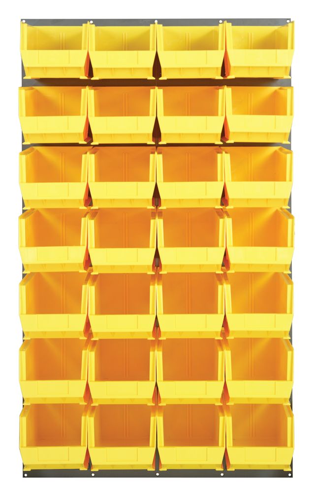 Quantum Storage Systems QLP - 3661 - 240 - 28YL Louvered Panel, Wall Mount with 28 Yellow Bins MTESolutions