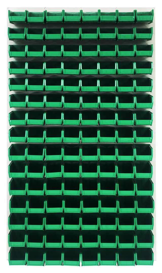 Quantum Storage Systems QLP - 3661HC - 220 - 120GN Louvered Panel, Wall Mount with 120 Green Bins MTESolutions