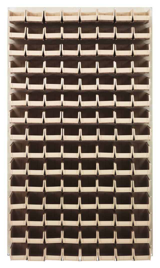Quantum Storage Systems QLP - 3661HC - 220 - 120IV Louvered Panel, Wall Mount with 120 Ivory Bins MTESolutions