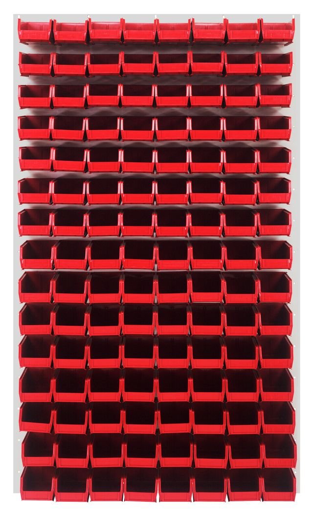 Quantum Storage Systems QLP - 3661HC - 220 - 120RD Louvered Panel, Wall Mount with 120 Red Bins MTESolutions