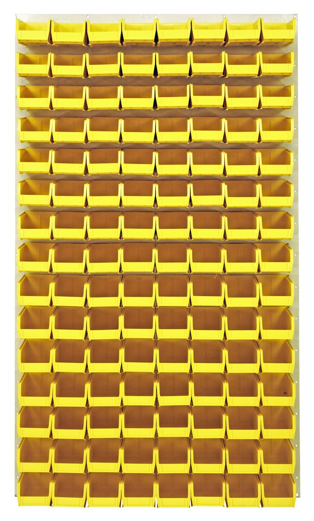 Quantum Storage Systems QLP - 3661HC - 220 - 120YL Louvered Panel, Wall Mount with 120 Yellow Bins MTESolutions