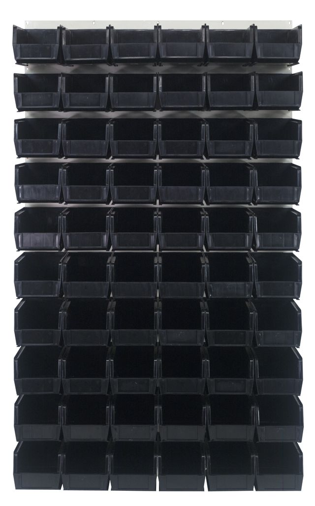 Quantum Storage Systems QLP - 3661HC - 230 - 60BK Louvered Panel, Wall Mount with 60 Black Bins MTESolutions