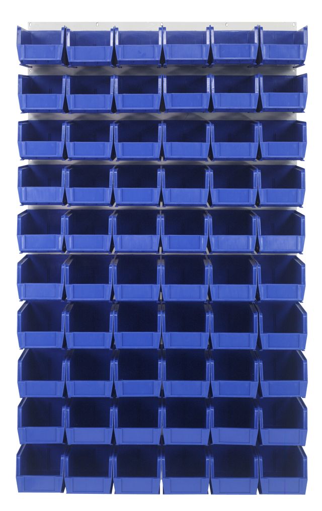 Quantum Storage Systems QLP - 3661HC - 230 - 60BL Louvered Panel, Wall Mount with 60 Blue Bins MTESolutions