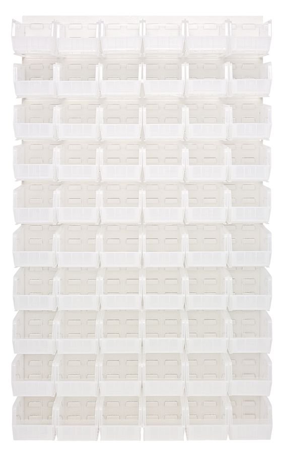 Quantum Storage Systems QLP - 3661HC - 230 - 60CL Louvered Panel, Wall Mount with 60 Clear Bins MTESolutions