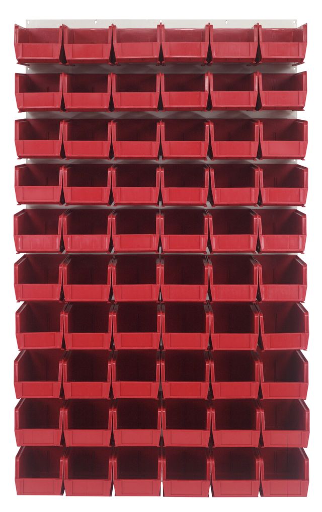 Quantum Storage Systems QLP - 3661HC - 230 - 60RD Louvered Panel, Wall Mount with 60 Red Bins MTESolutions