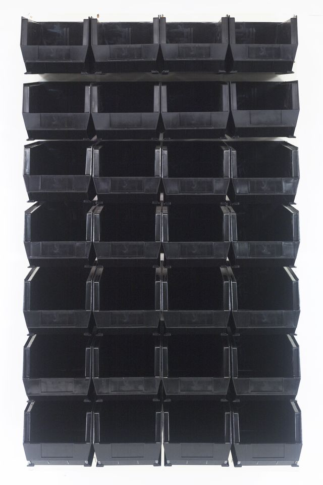 Quantum Storage Systems QLP - 3661HC - 240 - 28BK Louvered Panel, Wall Mount with 28 Black Bins MTESolutions