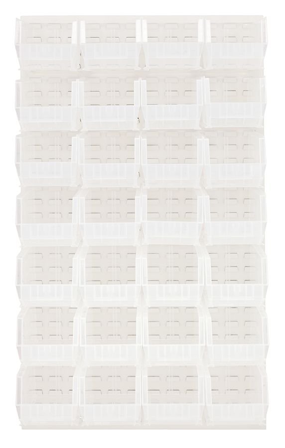 Quantum Storage Systems QLP - 3661HC - 240 - 28CL Louvered Panel, Wall Mount with 28 Clear Bins MTESolutions