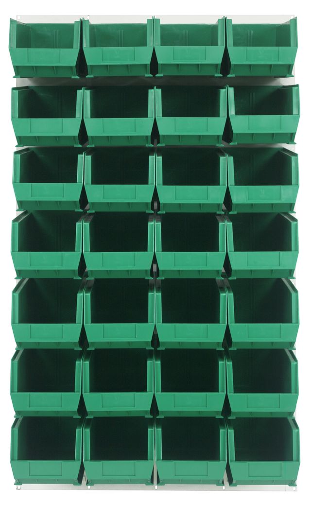 Quantum Storage Systems QLP - 3661HC - 240 - 28GN Louvered Panel, Wall Mount with 28 Green Bins MTESolutions