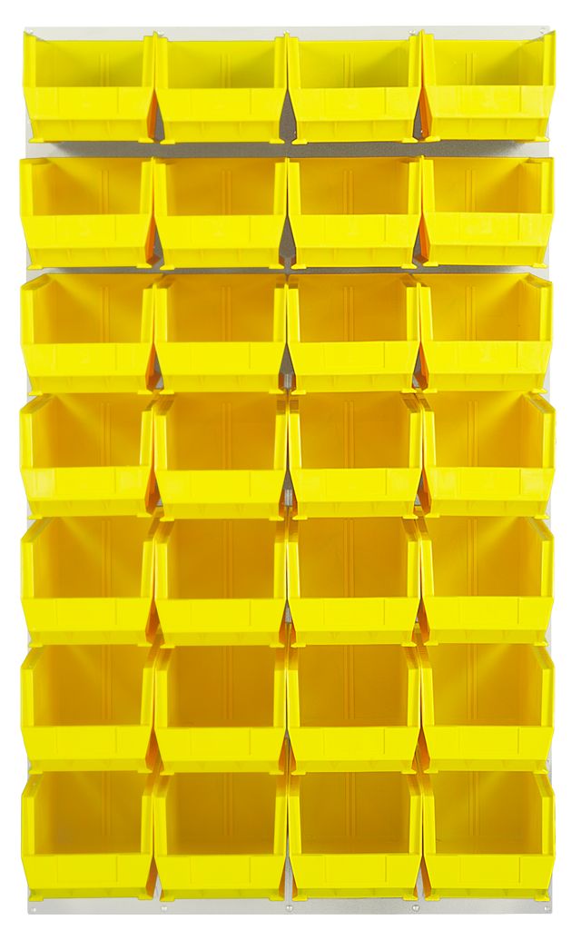 Quantum Storage Systems QLP - 3661HC - 240 - 28YL Louvered Panel, Wall Mount with 28 Yellow Bins MTESolutions