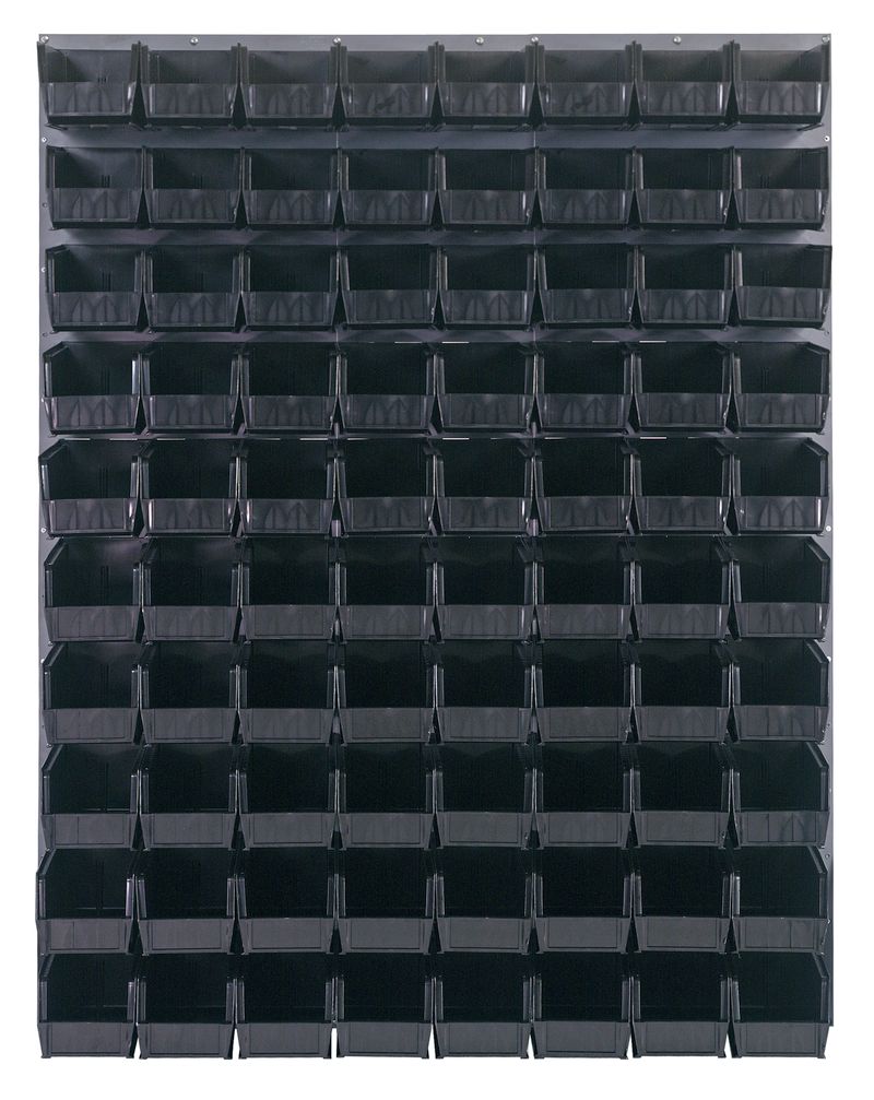 Quantum Storage Systems QLP - 4861 - 230 - 80BK Louvered Panel, Wall Mount with 80 Black Bins MTESolutions
