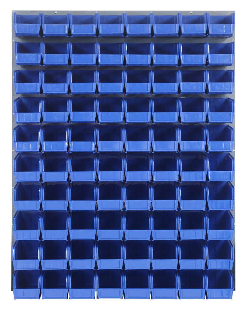 Quantum Storage Systems QLP - 4861 - 230 - 80BL Louvered Panel, Wall Mount with 80 Blue Bins MTESolutions