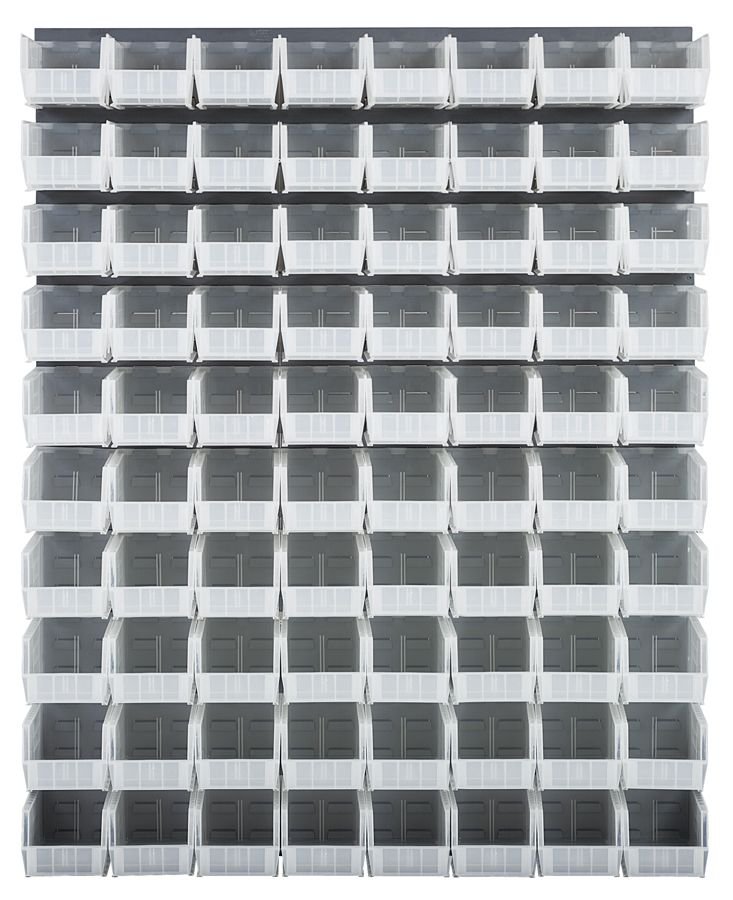 Quantum Storage Systems QLP - 4861 - 230 - 80CL Louvered Panel, Wall Mount with 80 Clear Bins MTESolutions