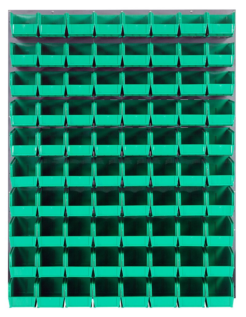 Quantum Storage Systems QLP - 4861 - 230 - 80GN Louvered Panel, Wall Mount with 80 Green Bins MTESolutions