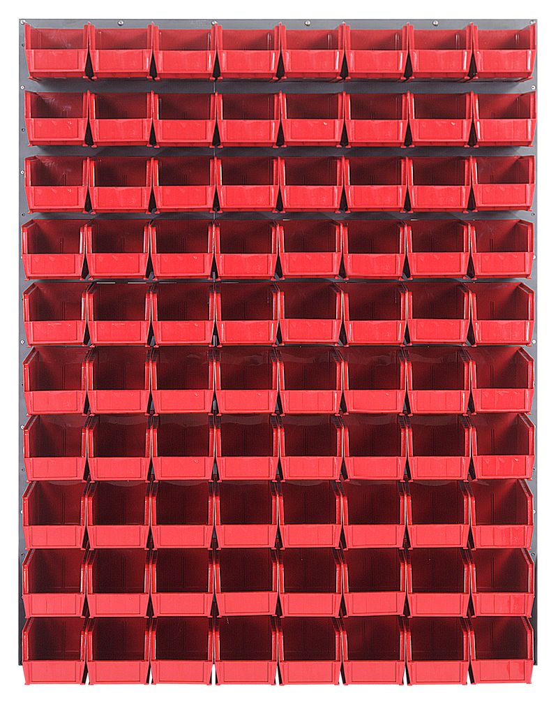 Quantum Storage Systems QLP - 4861 - 230 - 80RD Louvered Panel, Wall Mount with 80 Red Bins MTESolutions