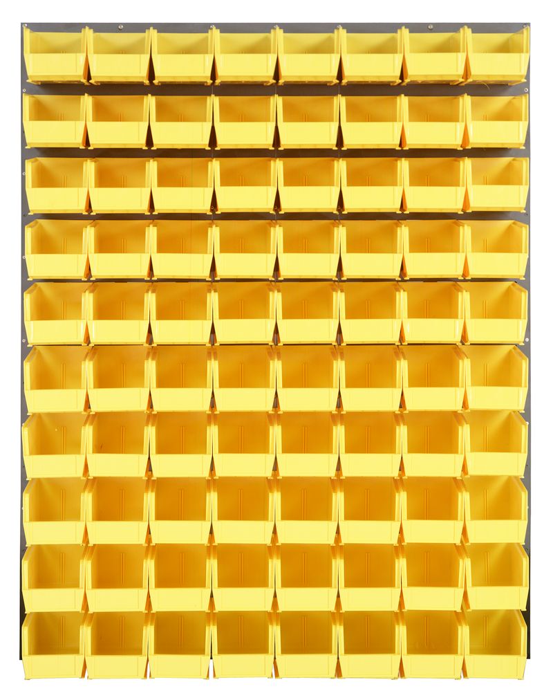 Quantum Storage Systems QLP - 4861 - 230 - 80YL Louvered Panel, Wall Mount with 80 Yellow Bins MTESolutions