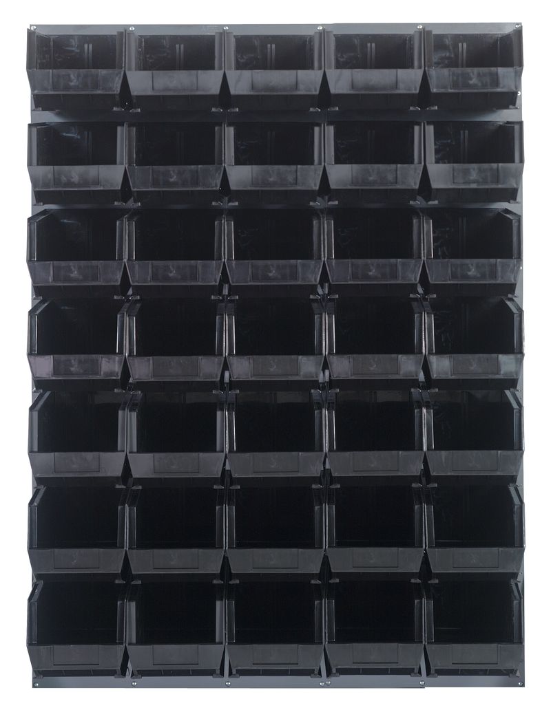 Quantum Storage Systems QLP - 4861 - 240 - 35BK Louvered Panel, Wall Mount with 35 Black Bins MTESolutions