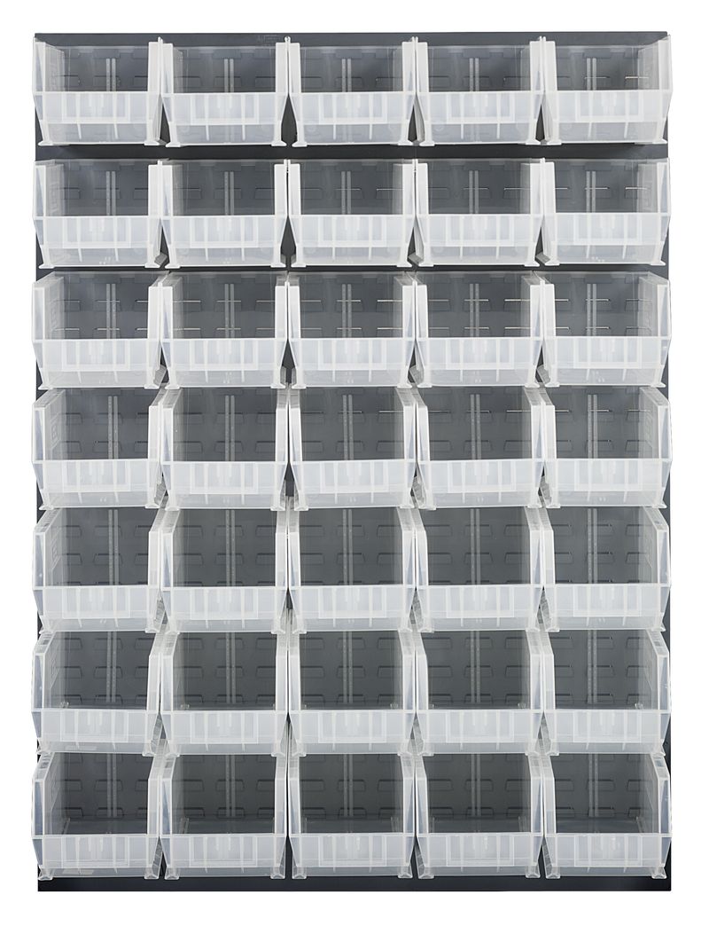 Quantum Storage Systems QLP - 4861 - 240 - 35CL Louvered Panel, Wall Mount with 35 Clear Bins MTESolutions