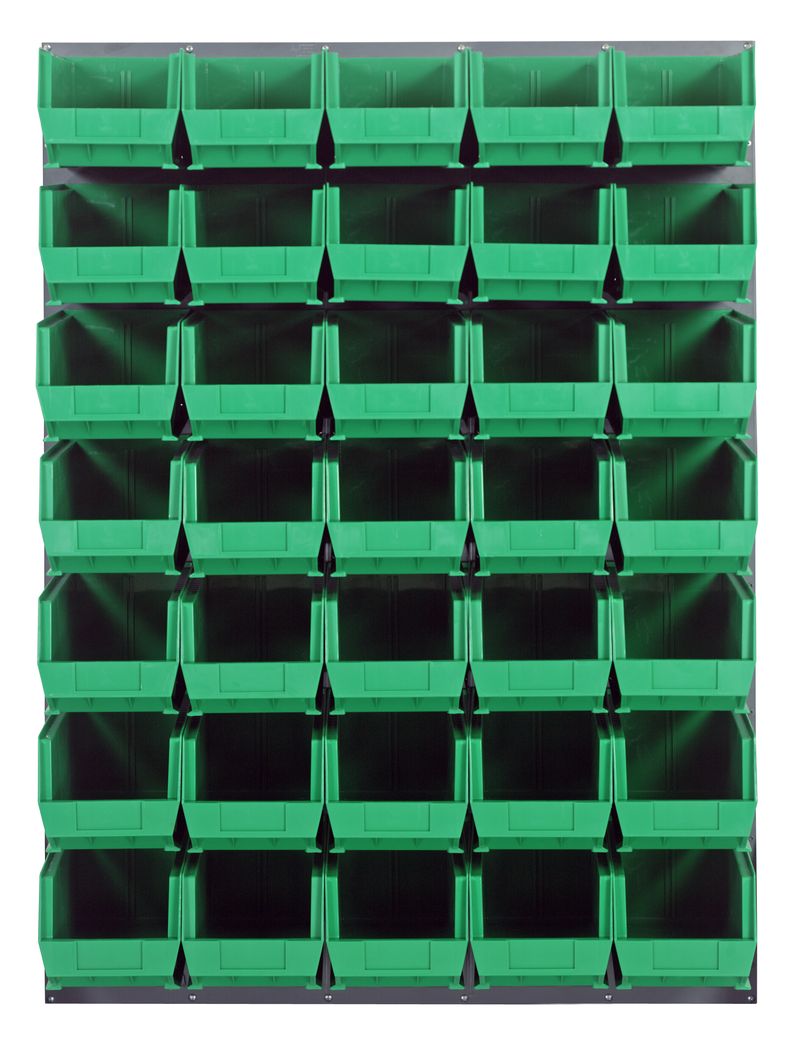 Quantum Storage Systems QLP - 4861 - 240 - 35GN Louvered Panel, Wall Mount with 35 Green Bins MTESolutions