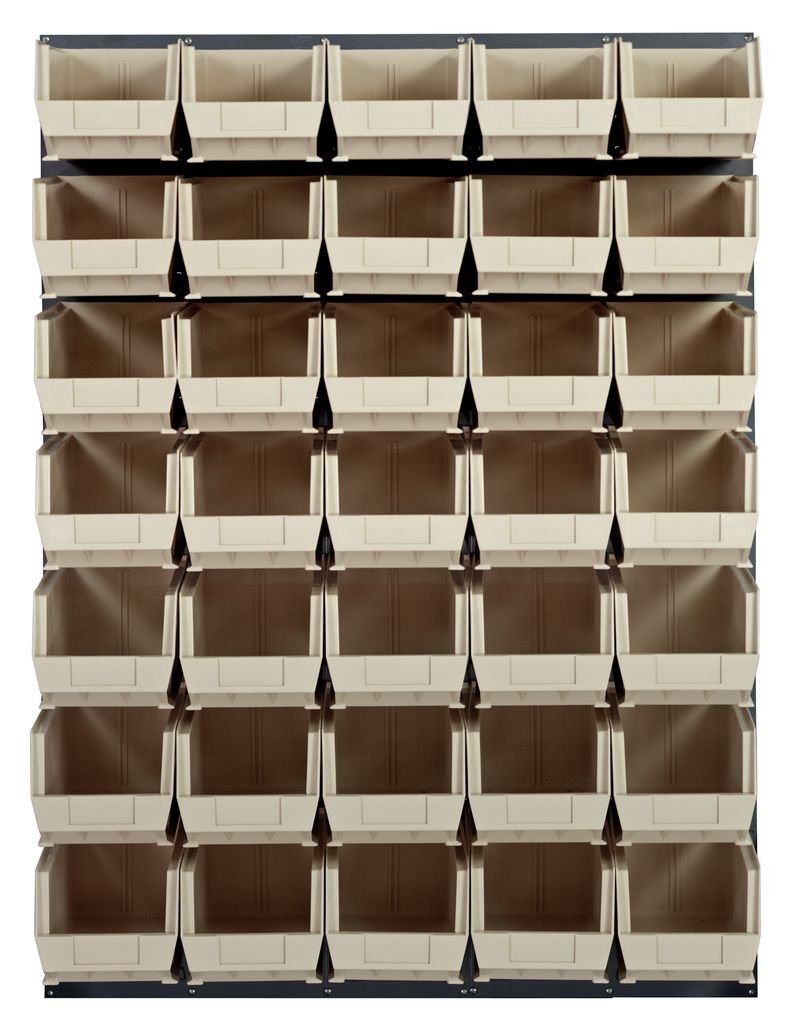 Quantum Storage Systems QLP - 4861 - 240 - 35IV Louvered Panel, Wall Mount with 35 Ivory Bins MTESolutions