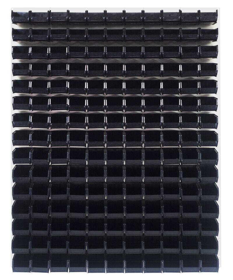 Quantum Storage Systems QLP - 4861HC - 220 - 165BK Louvered Panel, Wall Mount with 165 Black Bins MTESolutions