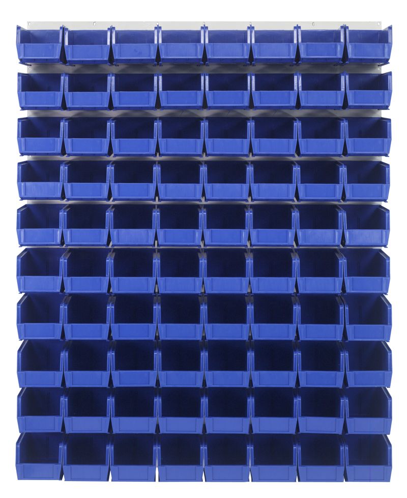 Quantum Storage Systems QLP - 4861HC - 230 - 80BL Louvered Panel, Wall Mount with 80 Blue Bins MTESolutions