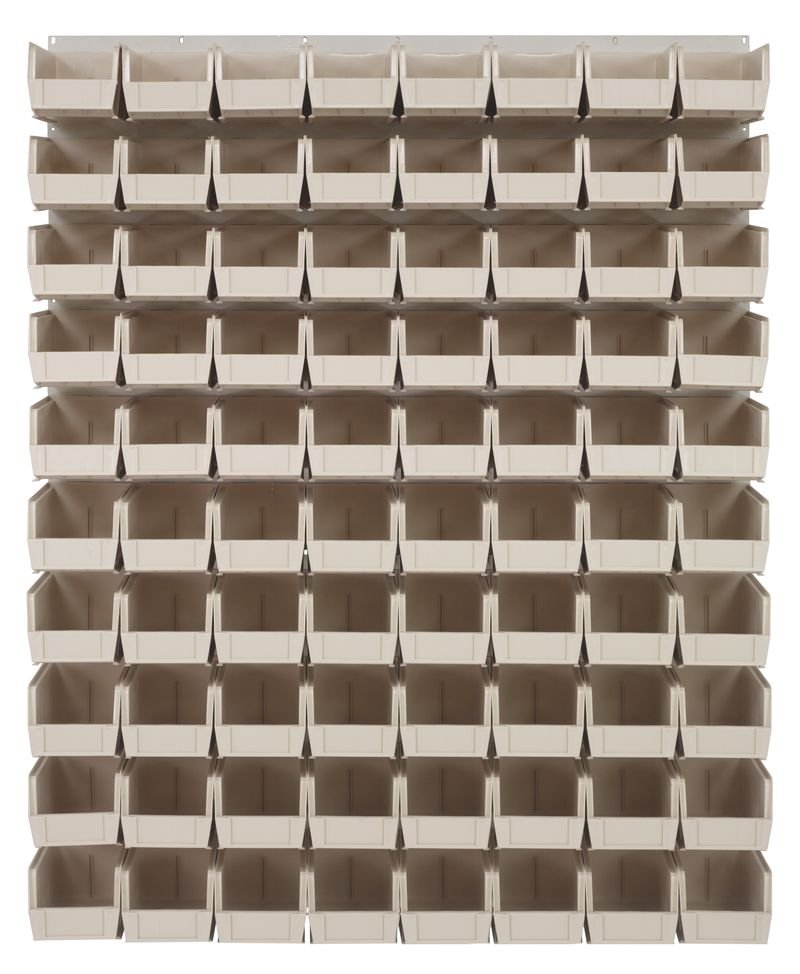 Quantum Storage Systems QLP - 4861HC - 230 - 80IV Louvered Panel, Wall Mount with 80 Ivory Bins MTESolutions