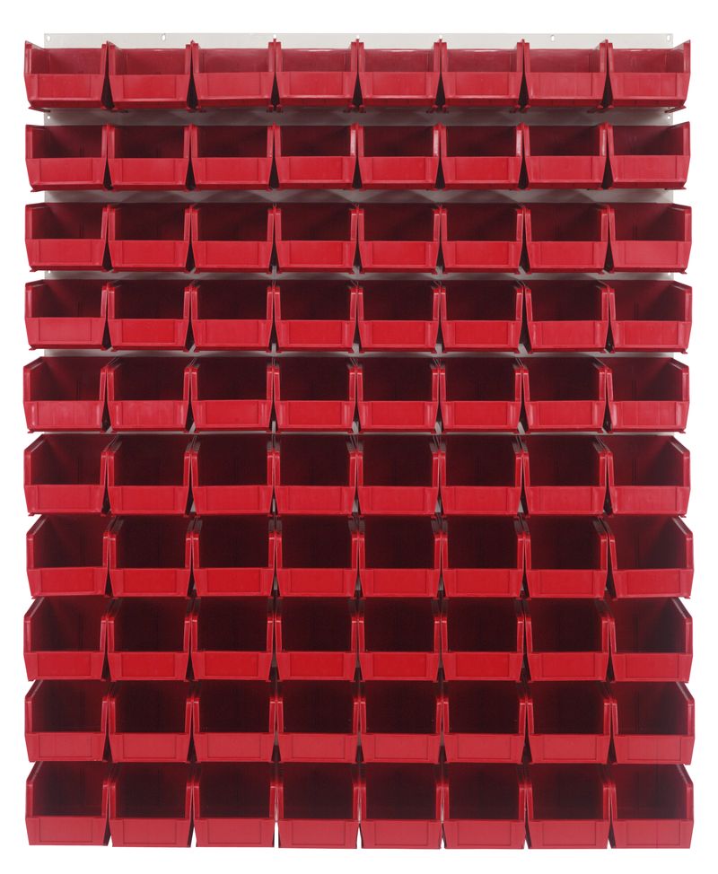 Quantum Storage Systems QLP - 4861HC - 230 - 80RD Louvered Panel, Wall Mount with 80 Red Bins MTESolutions