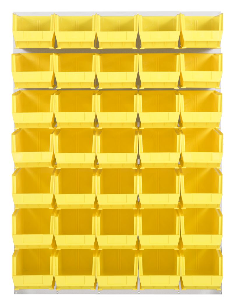 Quantum Storage Systems QLP - 4861HC - 240 - 35YL Louvered Panel, Wall Mount with 35 Yellow Bins MTESolutions