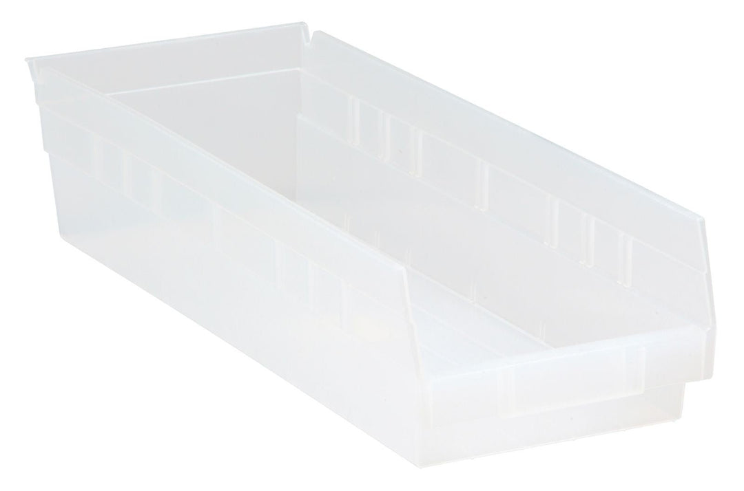 Quantum Storage Systems QSB104CL Economy Shelf Bin Clear Carton of 20 MTESolutions