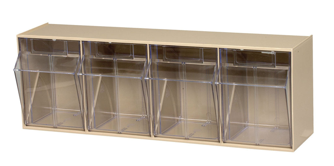 Quantum Storage Systems QTB304IV Tip Out Bin 4 Compartment Ivory Cabinet MTESolutions