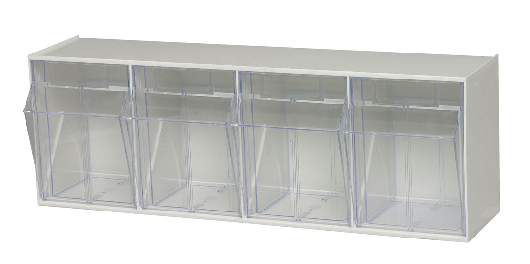 Quantum Storage Systems QTB304WT Tip Out Bins 4 Compartment White Cabinet MTESolutions
