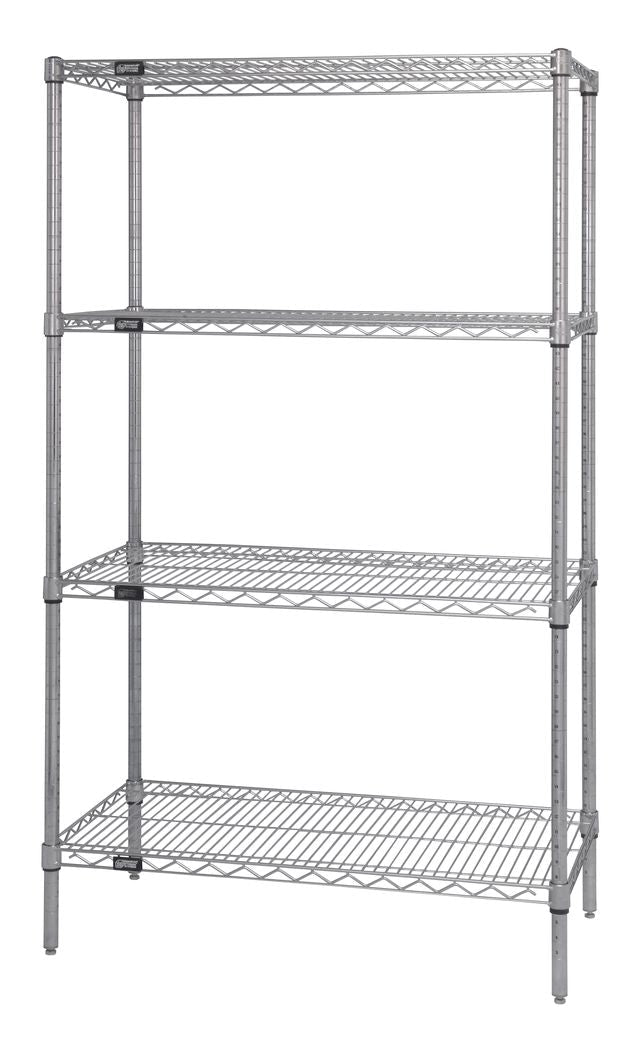 Quantum Storage Systems WR63 - 1854C Wire Shelving Starter Kit with 4 Wire Shelves and 4 Posts MTESolutions