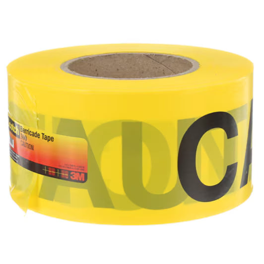 3M 7000132906 Scotch® Barricade Tape 300, CAUTION, 3 in x 1000 ft, Yellow, 8 rolls/Case